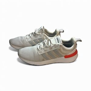 Mens 12 Adidas Cloudfoam Sneakers Running Shoes Light Gray Orange White